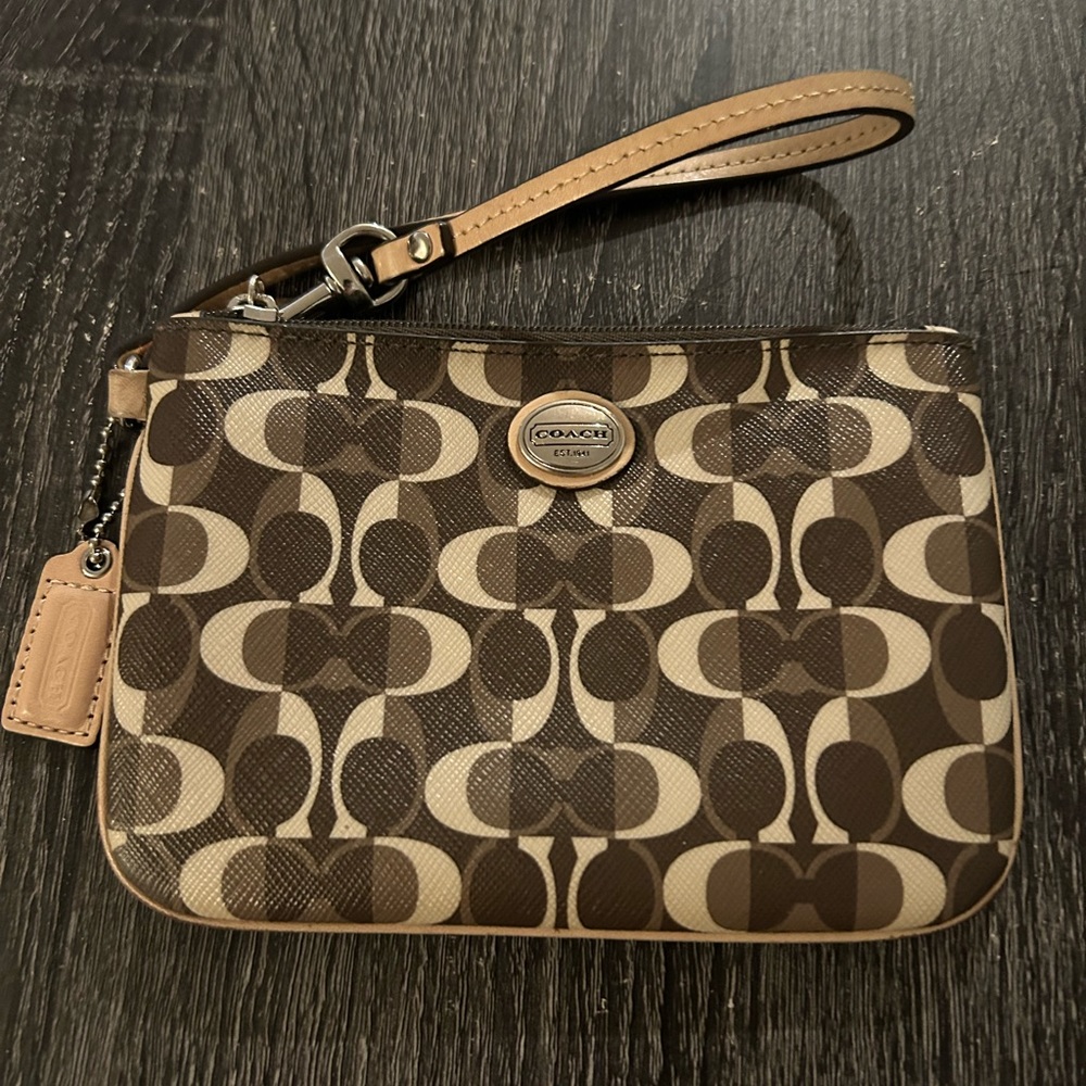 Coach Signature Brown Wristlet